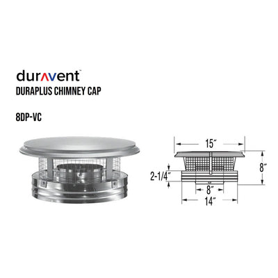 DuraVent DuraPlus 8" Diameter Stainless Steel Round Chimney Cap (Damaged)