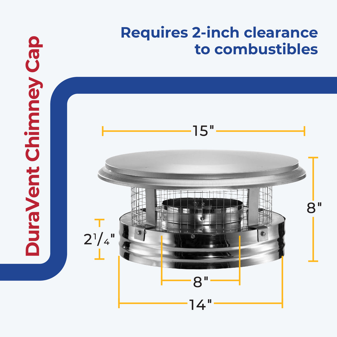 DuraVent DuraPlus Stainless Steel Round Chimney Cap, 8 Inch Diameter (Used)