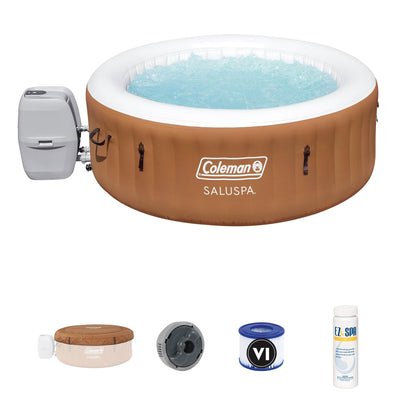 Coleman SaluSpa Miami Air Jet 4 Person Inflatable Hot Tub w/ Balancing Chemicals