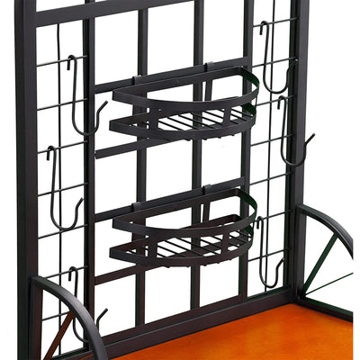 SEI Furniture Dome Bakers Rack for 5 Wine Bottles w/Shelves and Hooks (Open Box)