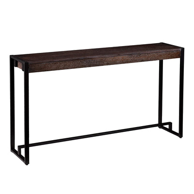 SEI Furniture Metal Macen Narrow Console Sofa Table, Burnt Oak/Black (Open Box)