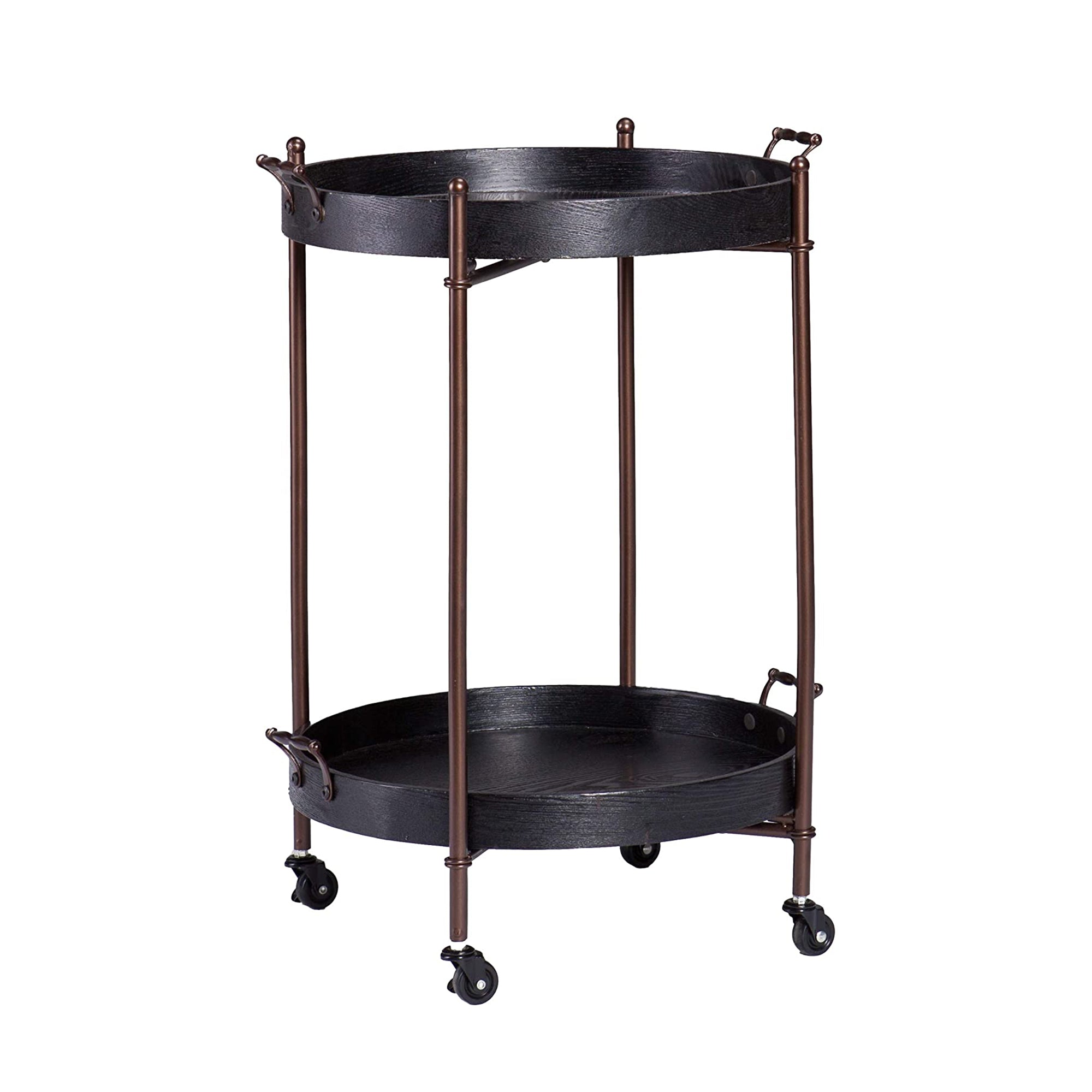 SEI Furniture Alfred 2 Tier Round Butler Table Cart w/ Locking Wheels (Open Box) - VMInnovations