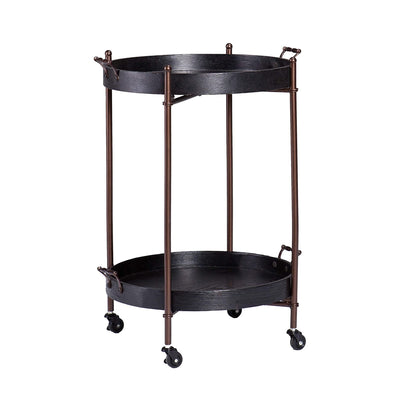 SEI Furniture Alfred 2 Tier Round Butler Table Cart w/ Locking Wheels (Open Box) - VMInnovations