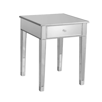SEI Furniture Mirage Mirrored Tall Side Accent Table with 1 Drawer, Metallic