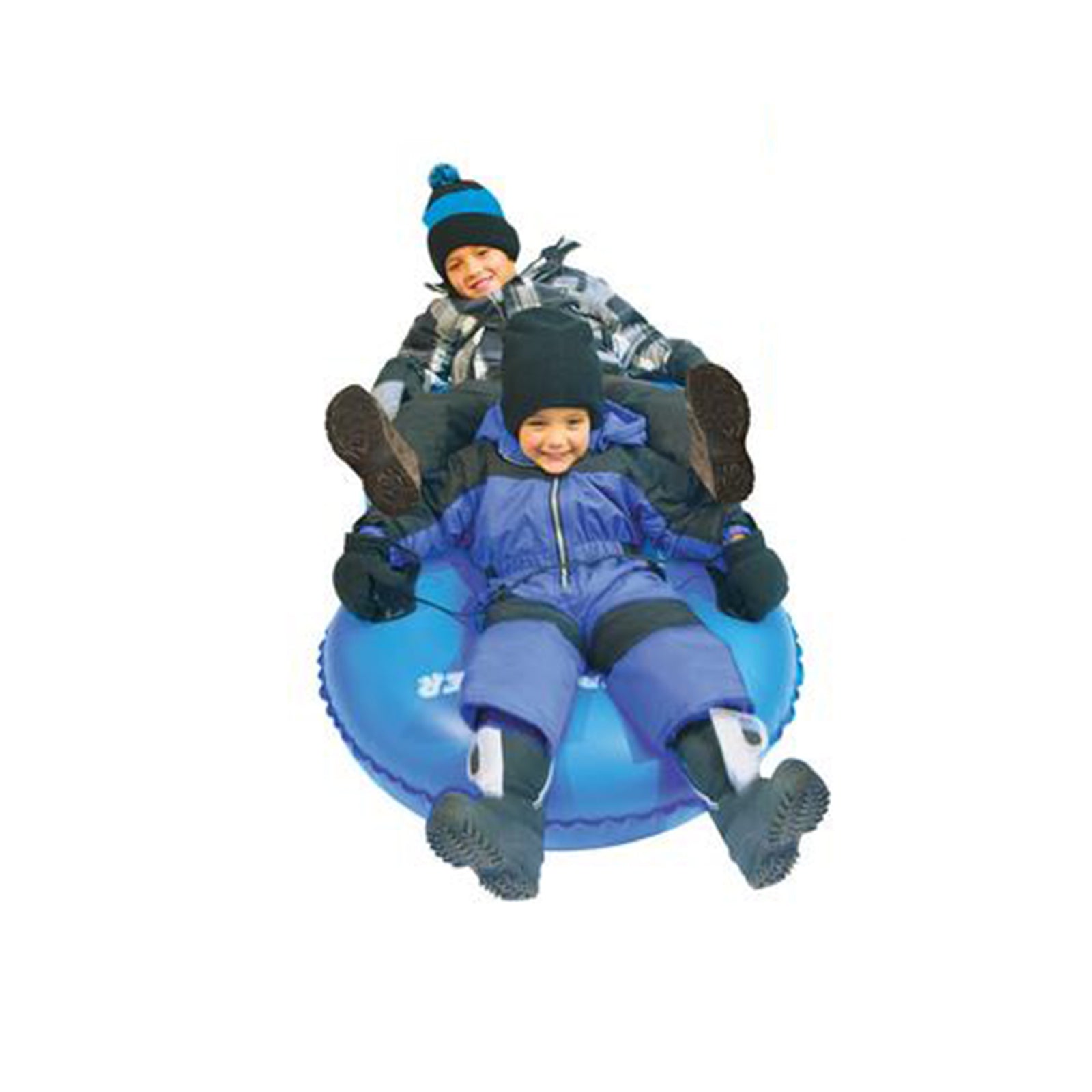 Slippery Racer Inflatable Snow Tube Sled w/ Handles for 2 Riders, Blue(Open Box) - VMInnovations