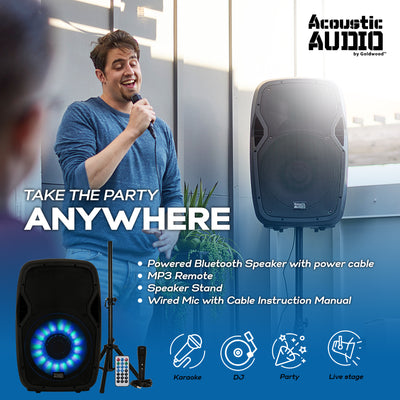 Acoustic Audio by Goldwood 15in 1000W Bluetooth LED Speaker System (Damaged)