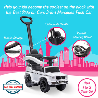 Best Ride On Cars Kids Outdoor Stroller Mercedes G-Wagon 3 in 1 Push Car, (Used) - VMInnovations