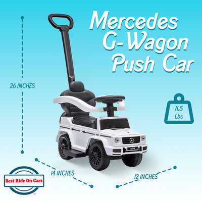 Best Ride On Cars Stroller Mercedes G-Wagon 3 in 1 Push Car, White (Open Box)