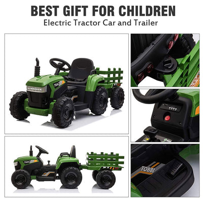 12 Volt Battery Operated Toy Tractor w/Trailer, Dark Green (For Parts) - VMInnovations