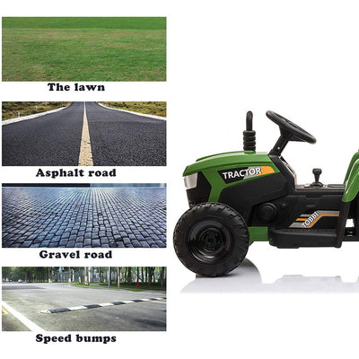 12 Volt Battery Operated Toy Tractor w/Trailer, Dark Green (For Parts) - VMInnovations