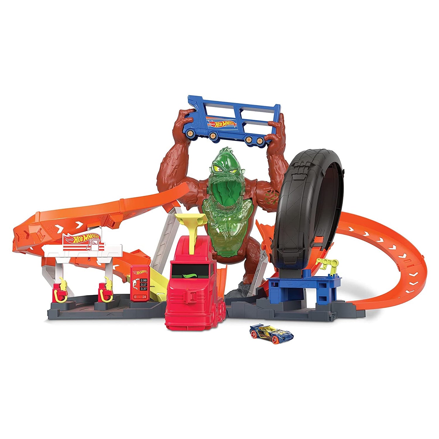 Hot Wheels Toxic Gorilla Slam Gas Station and Tire Repair Shop Car Track Playset - VMInnovations