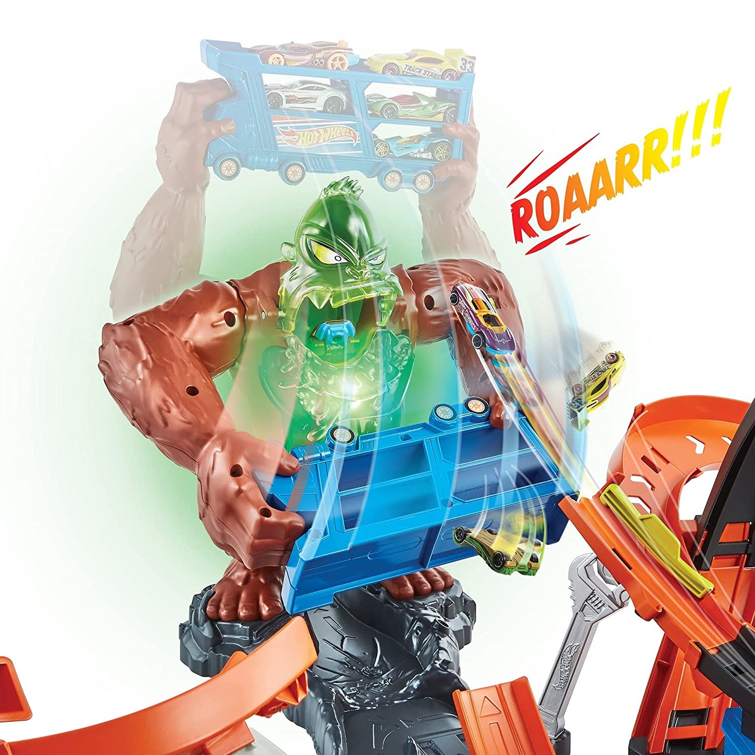 Hot Wheels Toxic Gorilla Slam Gas Station and Tire Repair Shop Car Track Playset - VMInnovations