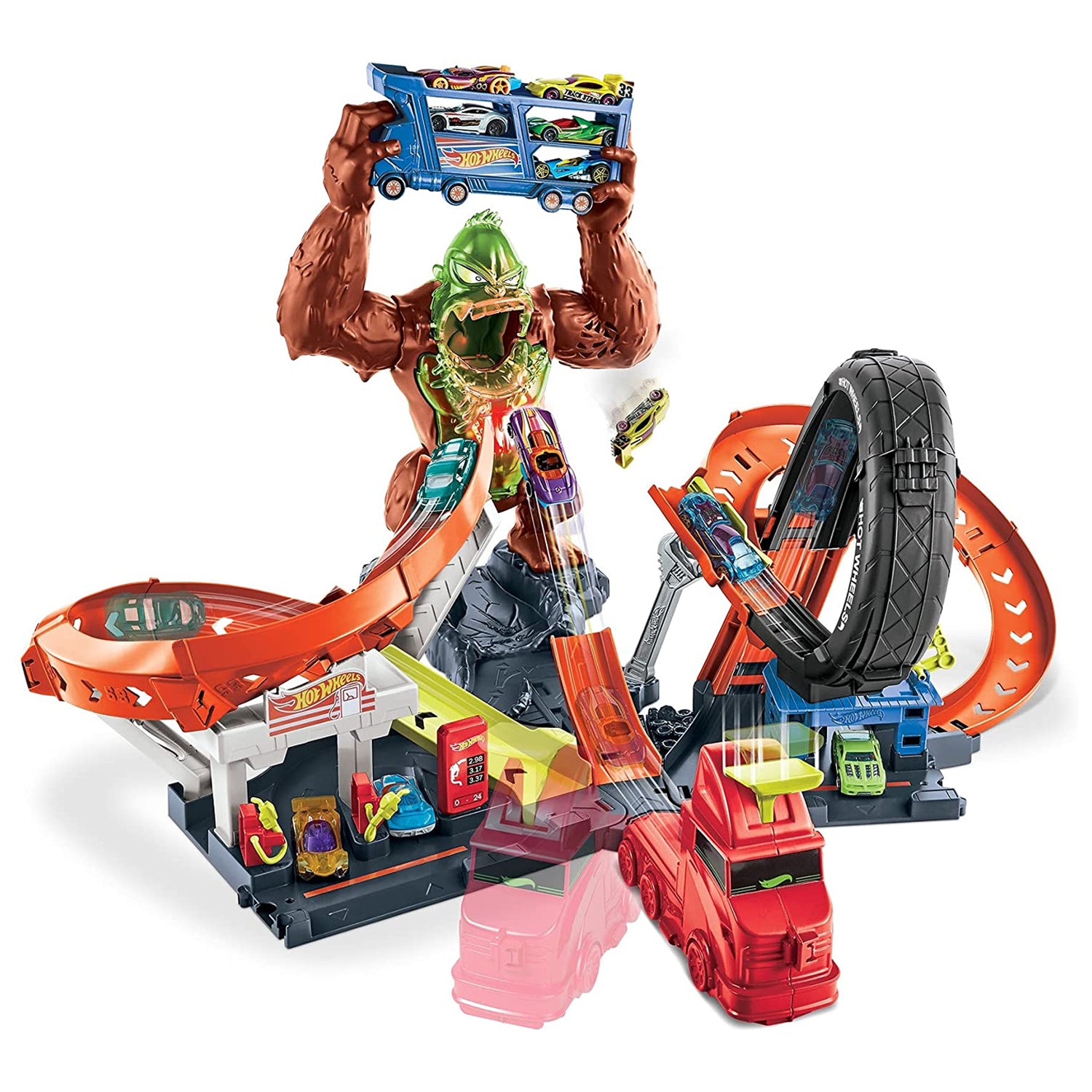 Hot Wheels Toxic Gorilla Slam Gas Station and Tire Repair Shop Car Track Playset - VMInnovations