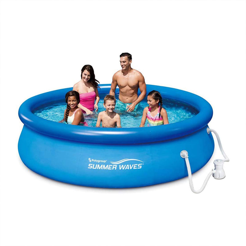 10 Feet by 30 Inch Above Ground Inflatable Swimming Pool w/ Pump (Open Box)