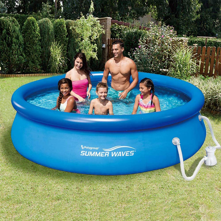 10 Feet by 30 Inch Above Ground Inflatable Swimming Pool w/ Pump (Open Box)