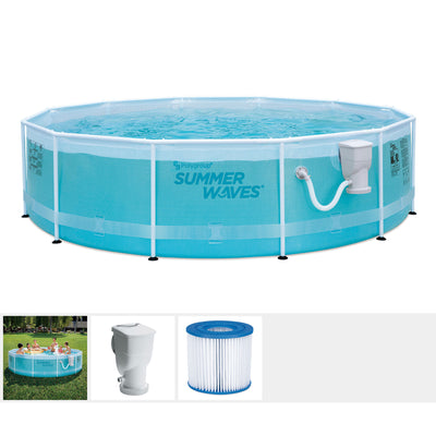 12ft by 36 Inch Round Frame Above Ground Swimming Pool with Pump (Open Box)