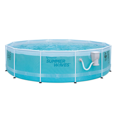 12ft by 36 Inch Round Frame Above Ground Swimming Pool with Pump (Open Box)