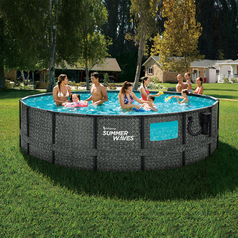 Summer Waves Elite 16ft x 48in Above Ground Frame Swimming Pool Set with Pump