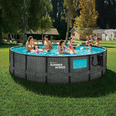 Elite 16ft x 48in Above Ground Frame Swimming Pool Set with Pump (Open Box)