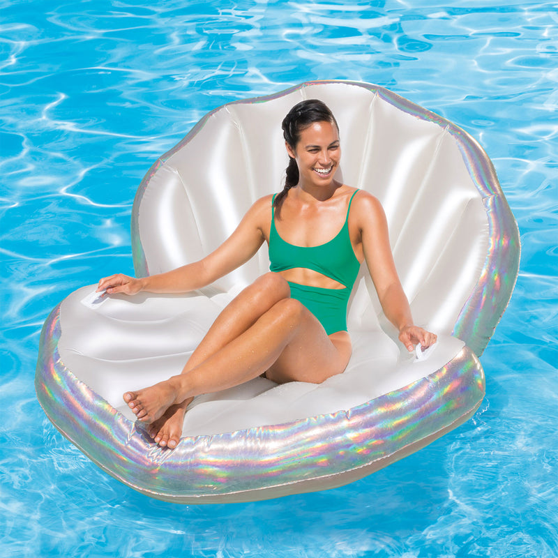 Summer Waves 75 x 57" Large Seashell Inflatable Swimming Pool Float (Used)