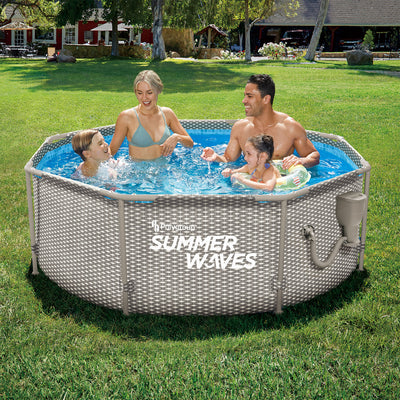 Summer Waves Rattan Active 8' x 30" Round Frame Above Ground Pool Set(For Parts)