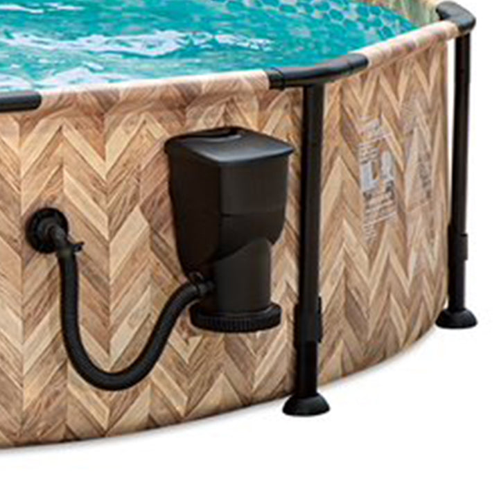 Summer Waves Elite 12' x 30" Round Above Ground Swimming Pool w/Pump, Light Oak