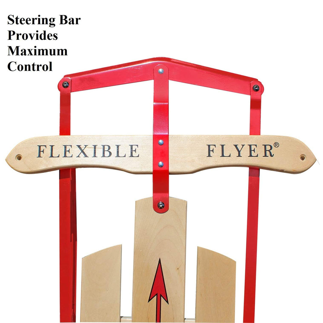 Flexible Flyer Metal Runner Steel/Wood 60" Snow Sled for Kids, Red (Open Box)