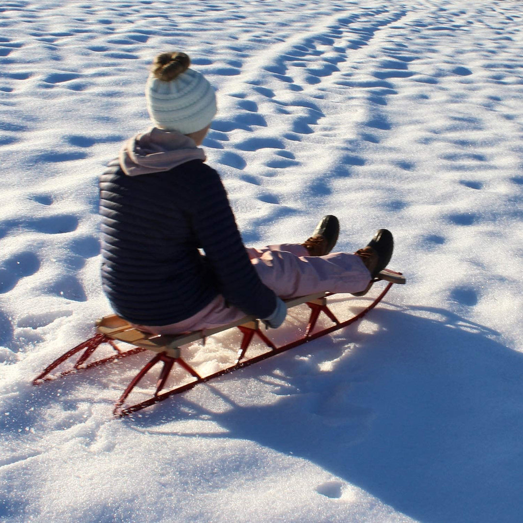 Flexible Flyer Metal Runner Steel/Wood 60" Snow Sled for Kids, Red (Open Box)