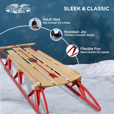 Paricon Flexible Flyer Metal Runner Steel & Wood Snow Slider Sled, 60" (Used) - VMInnovations