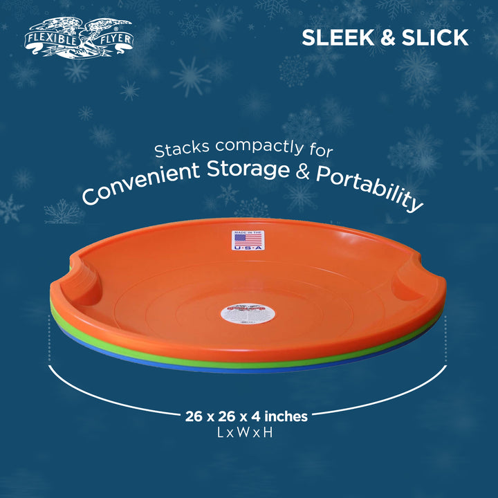 Flexible Flyer Flying Saucer 26" Snow Sled for Kids & Adults, Orange (Open Box)