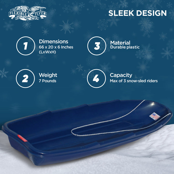 Paricon Flexible Flyer Winter Trek Sled w/ Tow Rope, Ages 4+, 66" (Open Box) - VMInnovations