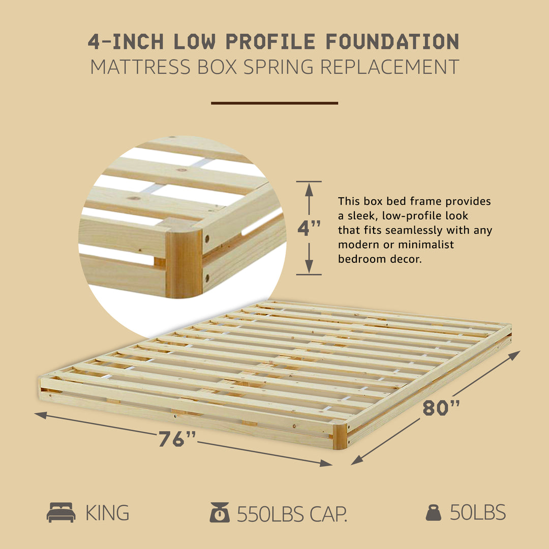 Hercules 4" Low Profile Foundation Mattress Box Spring Replacement, King (Used)