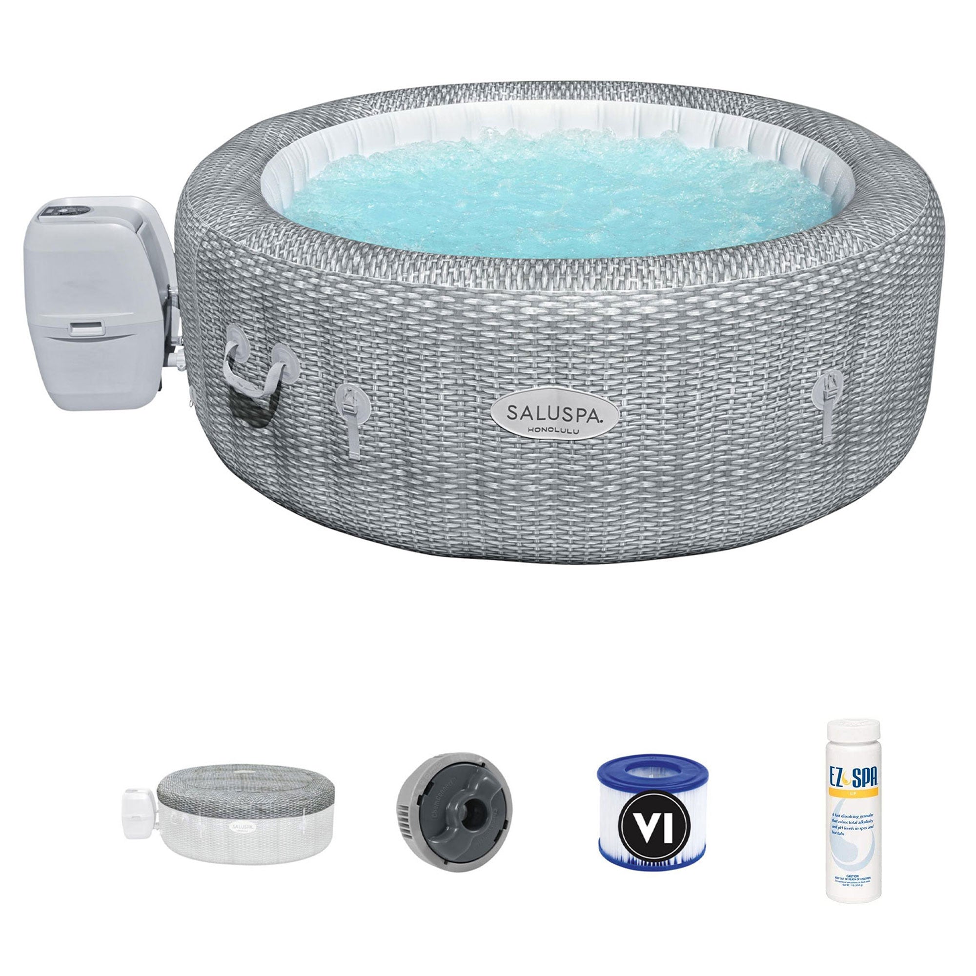 Bestway SaluSpa Honolulu 6 Person Inflatable Hot Tub with Balancing Chemicals