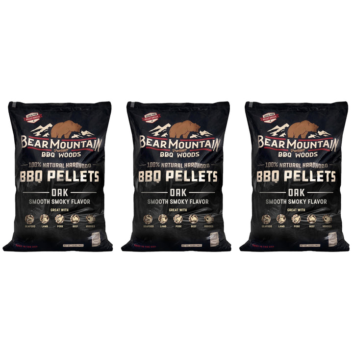 Bear Mountain BBQ All Natural Hardwood Oak BBQ Smoker Pellets, 20 lbs (3 Pack)