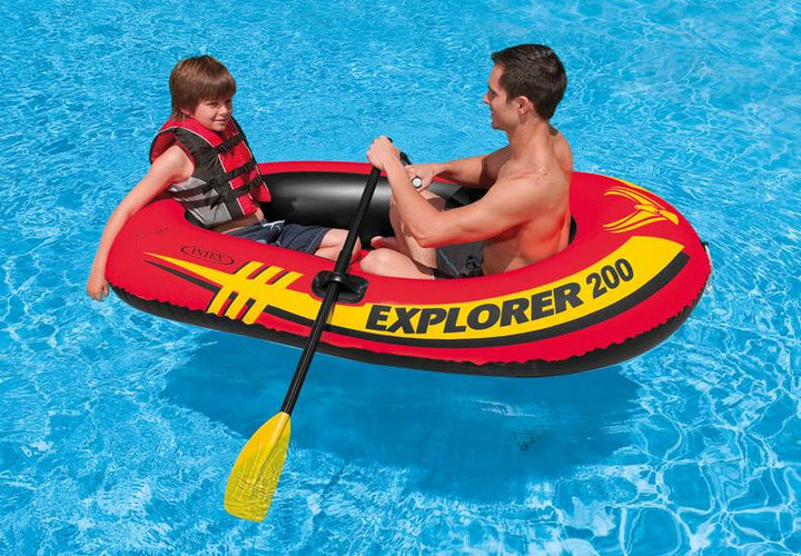 Intex Explorer 200 Inflatable 2 Person River Boat Raft Set with 2 Oars & Pump