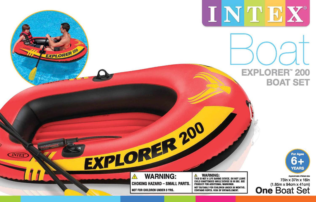 Intex Explorer 200 Inflatable 2 Person River Boat Raft Set with 2 Oars & Pump