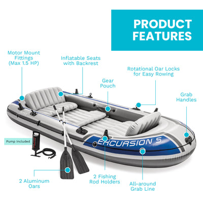INTEX Excursion 5 Inflatable Rafting/Fishing Dinghy Boat Set - Parts