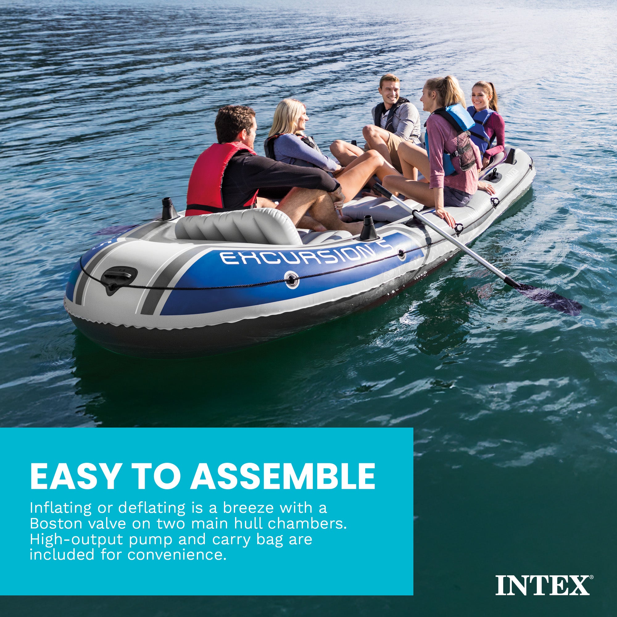INTEX Excursion 5 Inflatable Rafting/Fishing Dinghy Boat Set - Parts