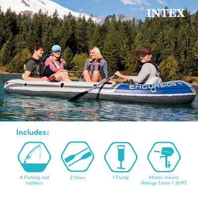 INTEX Excursion 5 Inflatable Rafting/Fishing Dinghy Boat Set (Used)    (2 Pack)