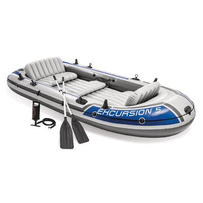 Intex Excursion 5 Inflatable Rafting/Fishing Dinghy Boat Set w/ 2 Oars(Open Box)