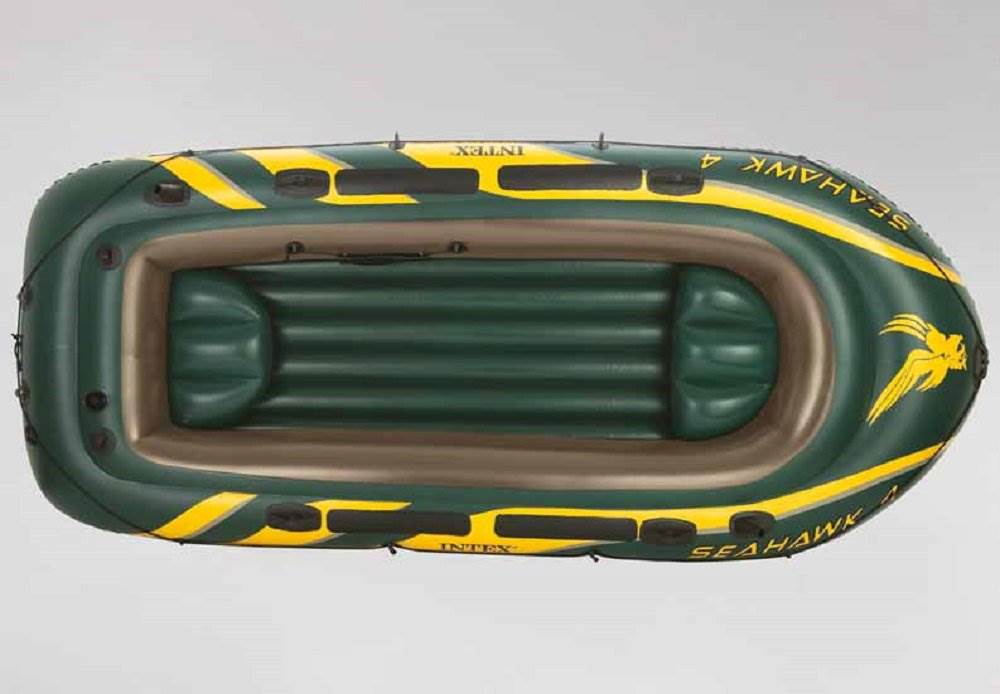 Intex Seahawk 4 Inflatable 4 Person Floating Boat Raft Set with Oars & Air Pump