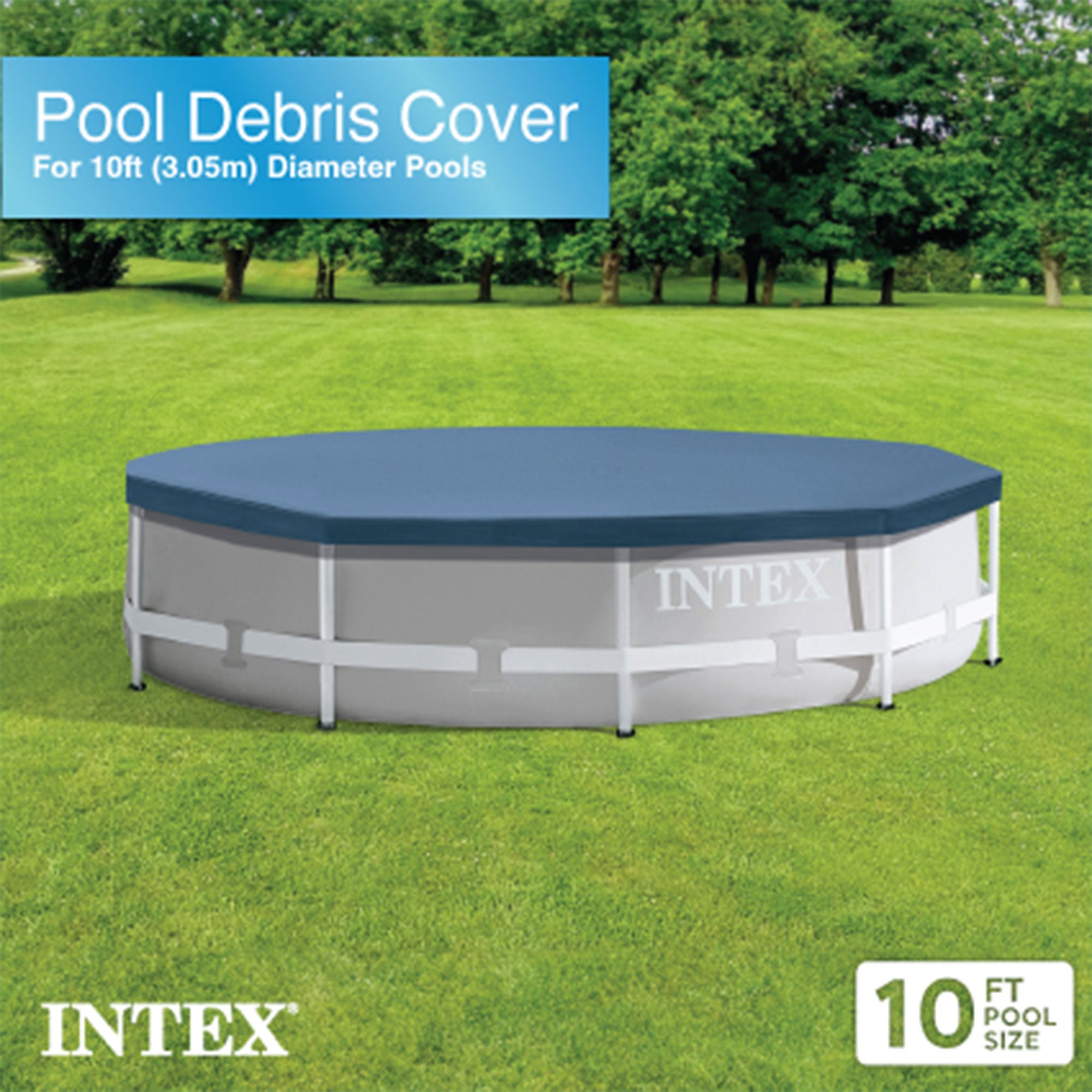 Intex 10ft x 10ft x 30in Pool w/ 10 Foot Round Pool Cover and Filter Cartridge - VMInnovations