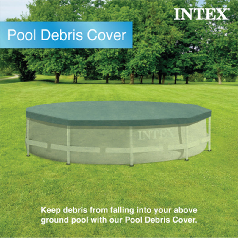 Intex 10 Foot Round Easy Set Outdoor Backyard Swimming Pool Cover, Blue