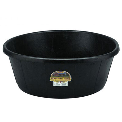 Little Giant Durable Weatherproof 15 Gallon Rubber Tub Feeder Pan Bowl, Black - VMInnovations