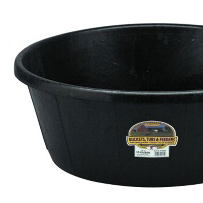 Little Giant Durable Weatherproof 15 Gallon Rubber Tub Feeder Pan Bowl, Black