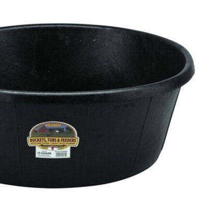 Little Giant Durable Weatherproof 15 Gallon Rubber Tub Feeder Pan Bowl, Black
