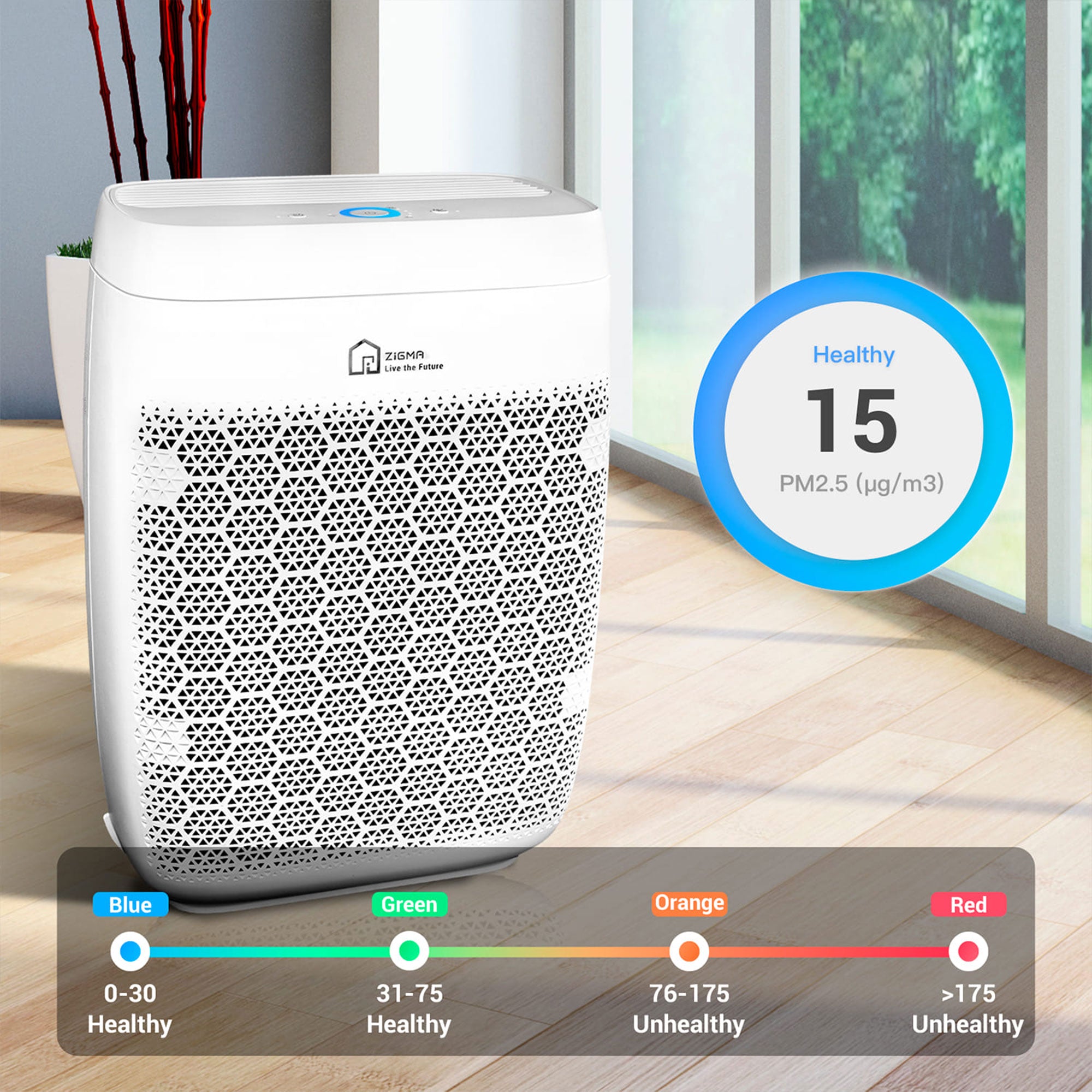 Zigma Aerio-300 1580 SqFt HEPA Air Purifier Machine w/ Carbon Filter(Open Box)