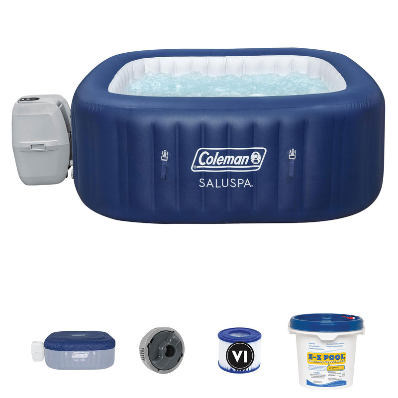 Coleman SaluSpa 4 Person Inflatable Hot Tub Spa with Pool Treatment