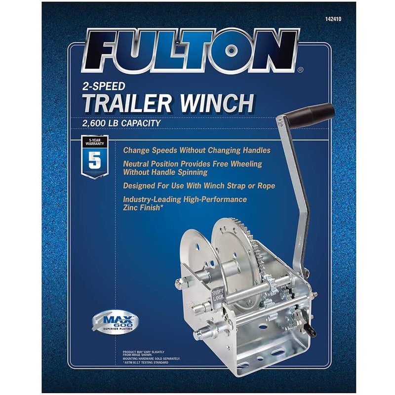 Fulton 142410 2,600 Pound Capacity 2 Way Dual Speed Marine Trailer Boat Winch