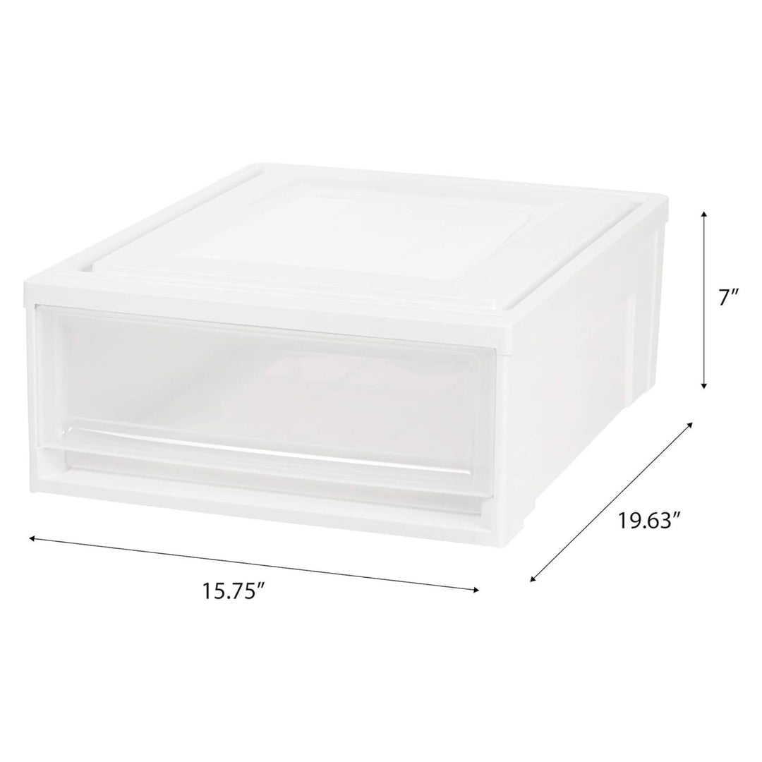 IRIS Shallow Box, Plastic Storage 22qt Stackable Chest Drawers, 4pk (Open Box)